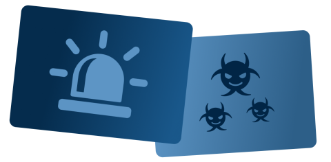 Illustration einer Gefahr anhand von Bug-und Notfallicons