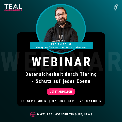 Webinar Teal: Datensicherheit durch Tiering. Termine im September und Oktober 2025