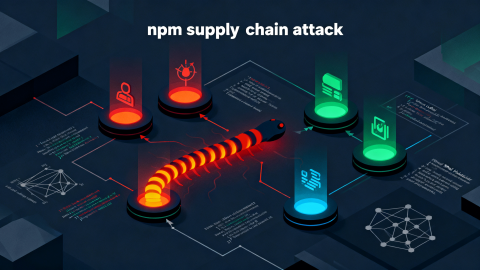 Das Bild zeigt einen npm Supply Chain Angriff