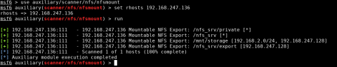 Output of Metasploit’s auxiliary/scanner/nfs/nfsmount module