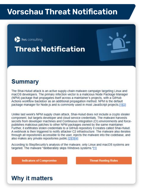 Vorschau: HvS Threat Notification