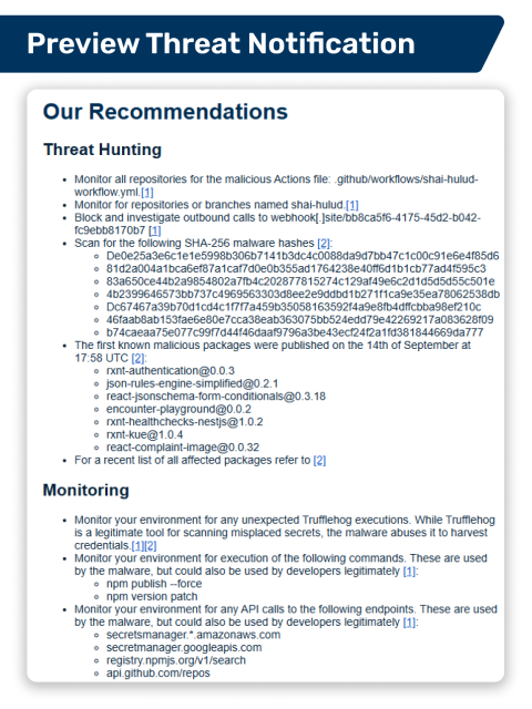 Preview HvS Threat Notification Recommendations