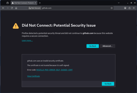 Certificate warning for self-signed certificates